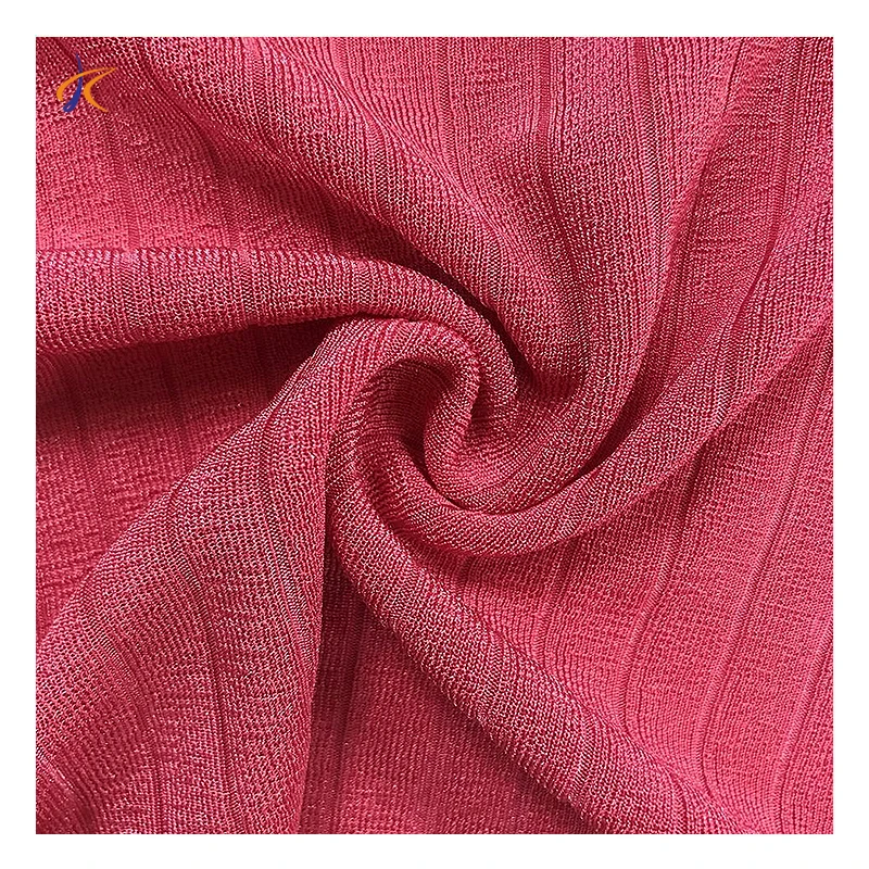 Wholesale 280gsm high elastic fine flash spandex polyester solid rib knit fabric