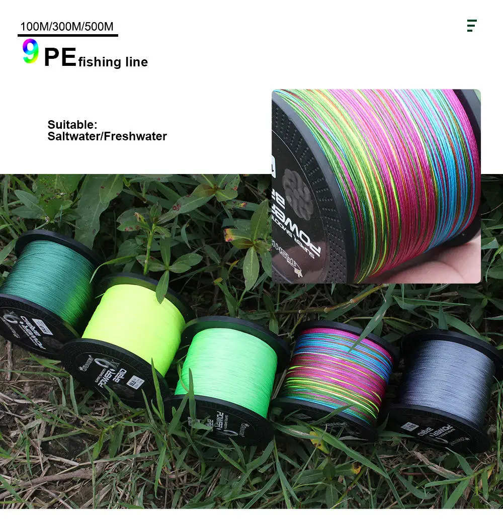 Pe Super Strong Multilament Braided Wire Fishing Lines Rope Paper Box Monofilament Fish Line New 0.6#-6# 100m 300m 500m 9 Strand