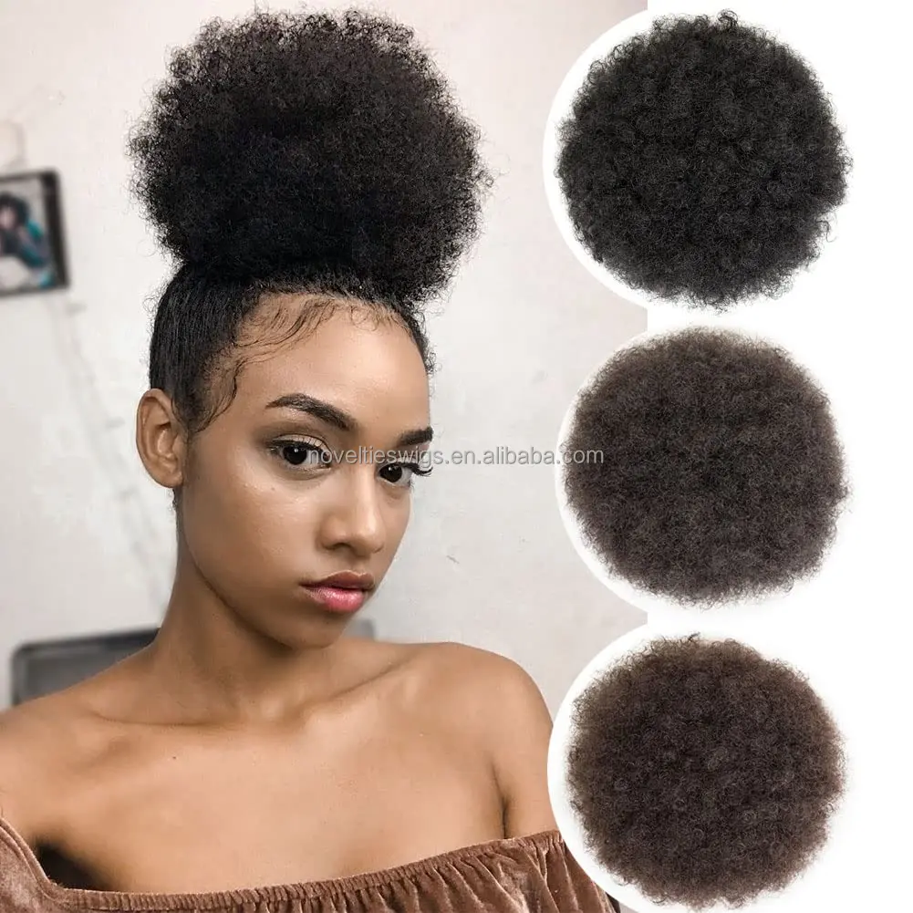 Novelties Wigs Hair Extensions Drawstring Pony Tail Synthetic Curly Hair Wrap Around Afro Puff Clip In Ponytails Chignon