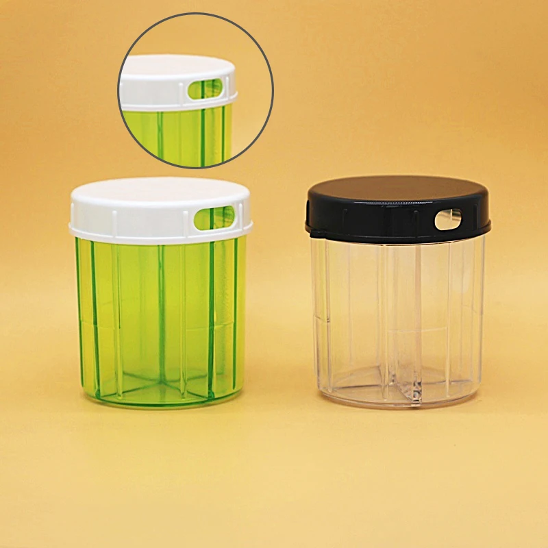 plastic round pill organizer dispenser case with 4 grids for medication vitamins supplements bottle daily pill reminder box ODM