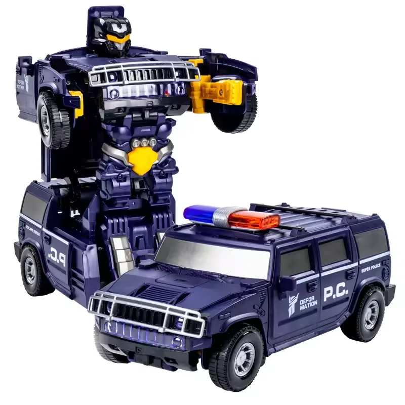 Electric Car Toy Deformation Universal Police Car With Light&Music Projection Transformation Car Toy For Children