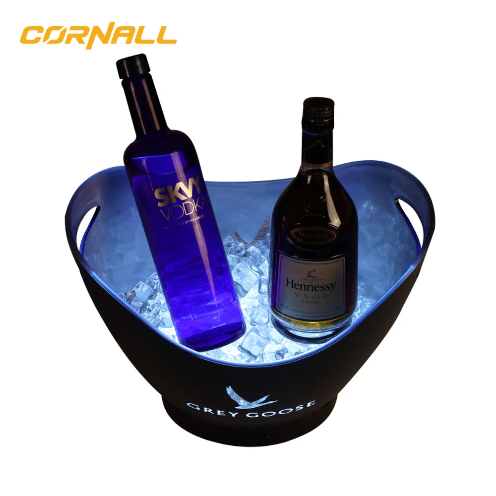 Customized Logo Bar KTV Champagne Beer Led Plastic Acrylic Ice Bucket