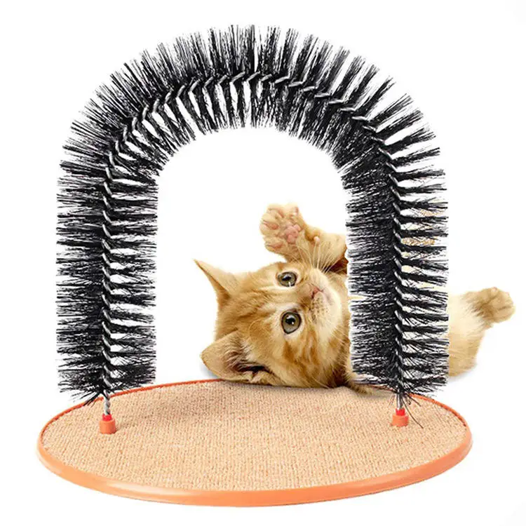 Custom OEM Factory Price Direct Wholesale Antipruritic Cat Toy Accessories Brush Hair Sisal Scratch Pad Rubbing Grooming Arch