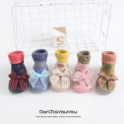 Wholesale High Quality Kids Indoor Sock Shoes With Bowknot Cute Baby Socks Shoes