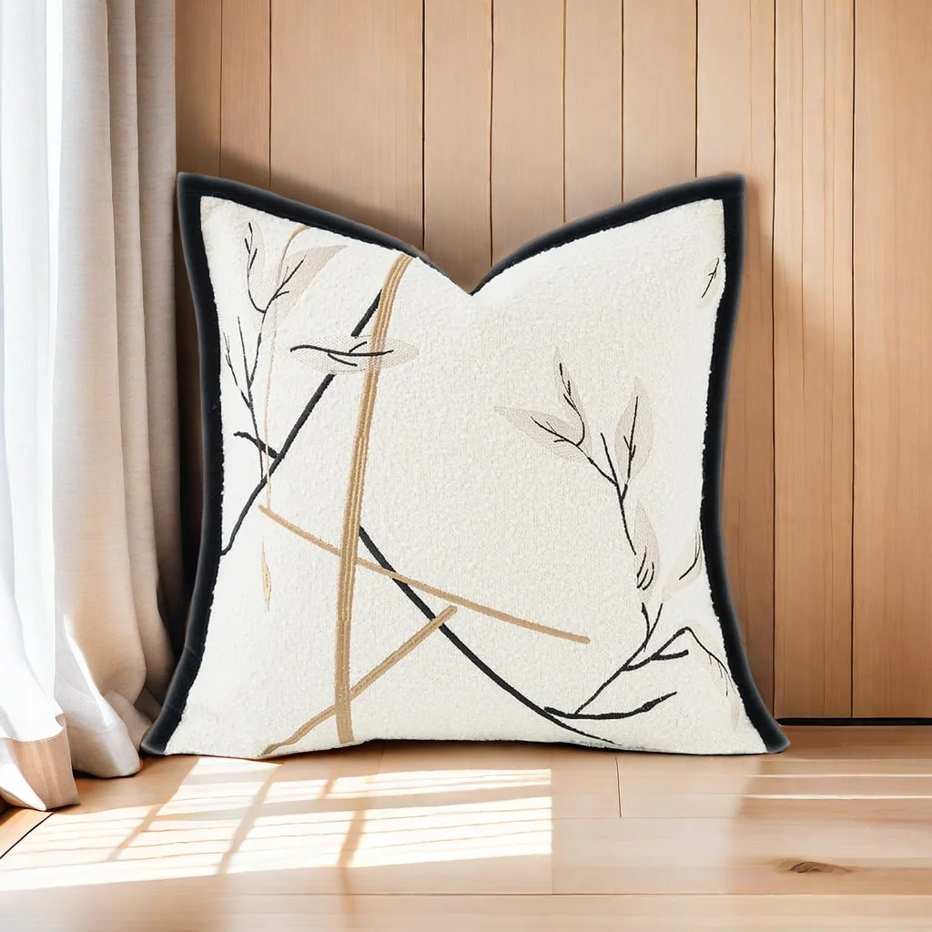 Home Decor Fine Thread Flower jacquard Pillowcase Embroidery Throw Pillow Covers 18x18 Cushion Cover