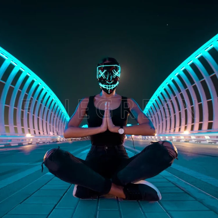 New hot sale popular music party Halloween  mask high brightness el light up led wire mask