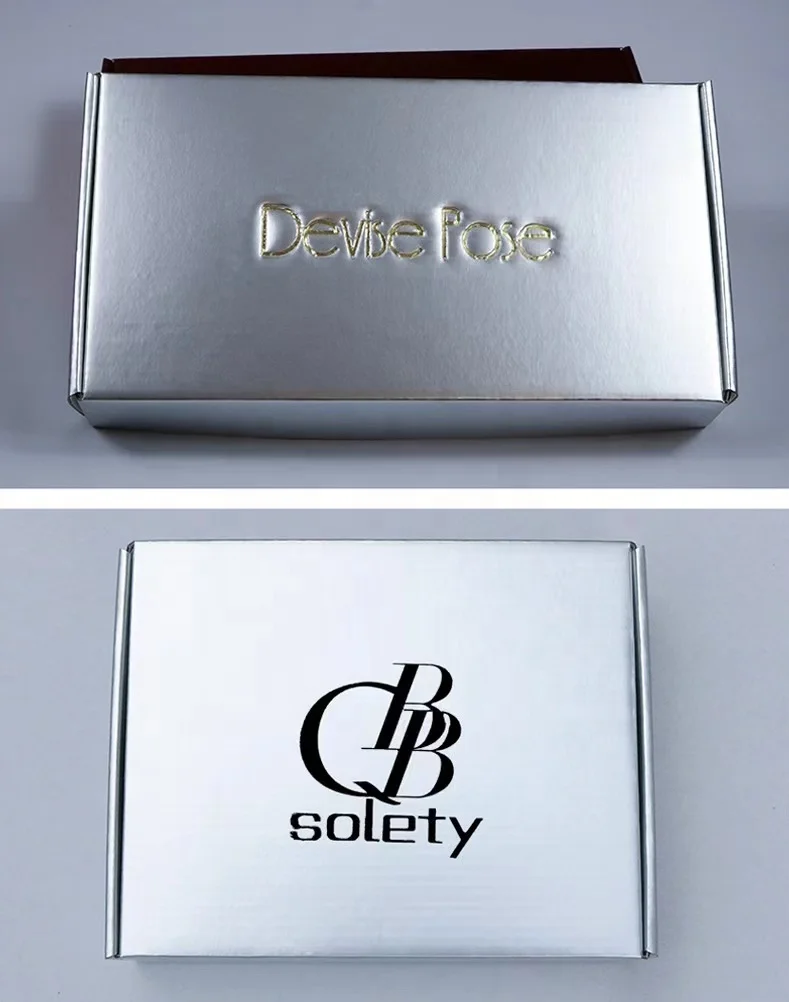 Custom Logo Laser Hologram Shipping Paper Box Gift Packaging  Silver UV Printing Gloss Cosmetic Products Cardboard  Mailer Box