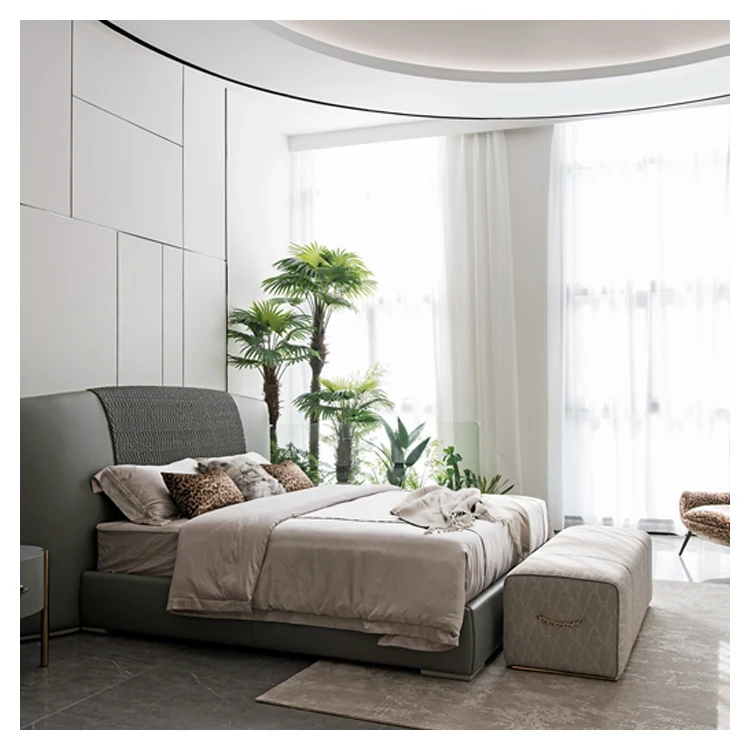 Light Luxury Bedroom Furniture Bed End Stool Bench Solid Wood Frame Leather Luxury Bed End Stool