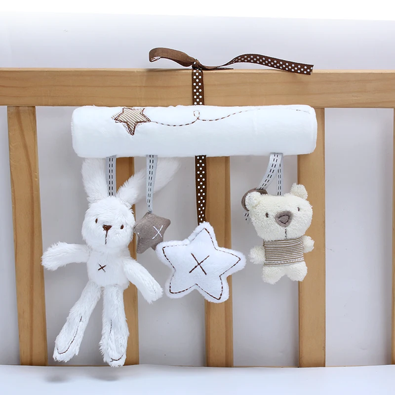 Rabbit baby car hanging bed plush toy with Bell BB device cross bar M008D