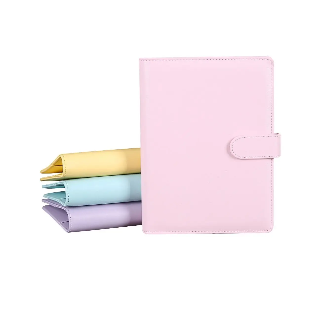 Custom PU Leather Planner Binder 12 Clear Envelopes A6 Budget Binder Ring Binder With Cash Envelopes