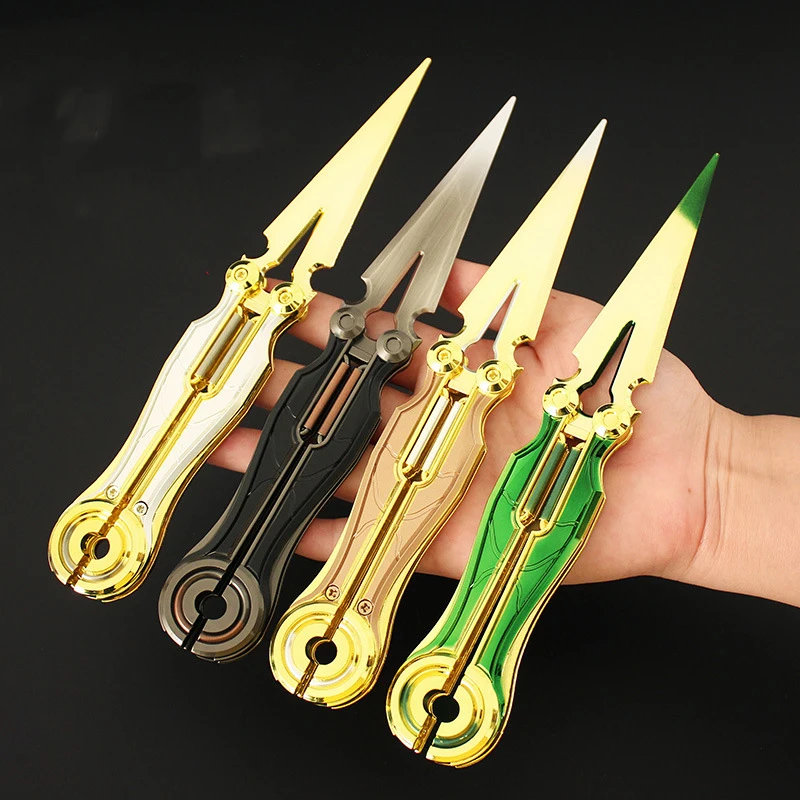 21cm Valorant Game Peripheral Recon Action Butterfly Knife - Camouflage Red Zinc Alloy Throwing Training Props Weapon Model Toys