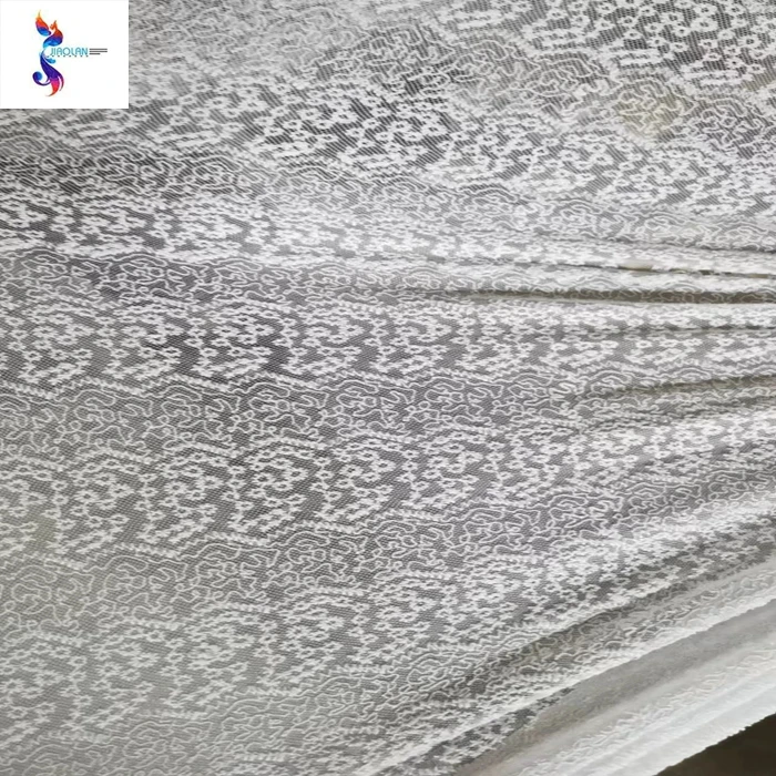 Cheap kilo price white color wedding mesh lace embroidery stock fabric