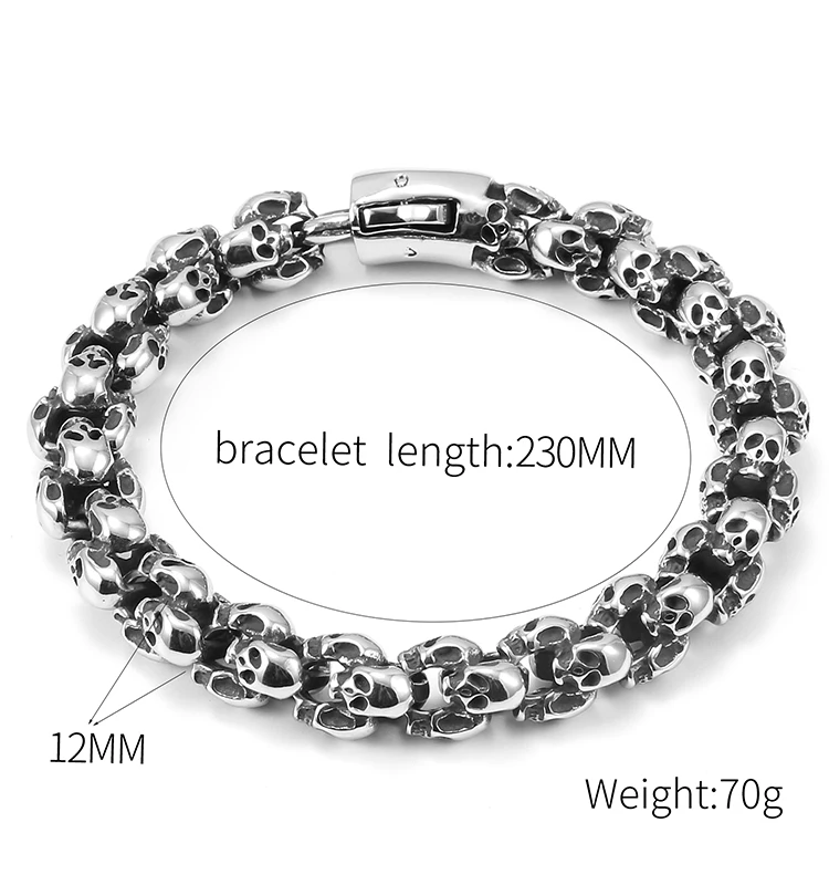 2022 Bulk Wholesale China Manufacturer Vendor Stainless Steel Skull Bead Men Bracelet