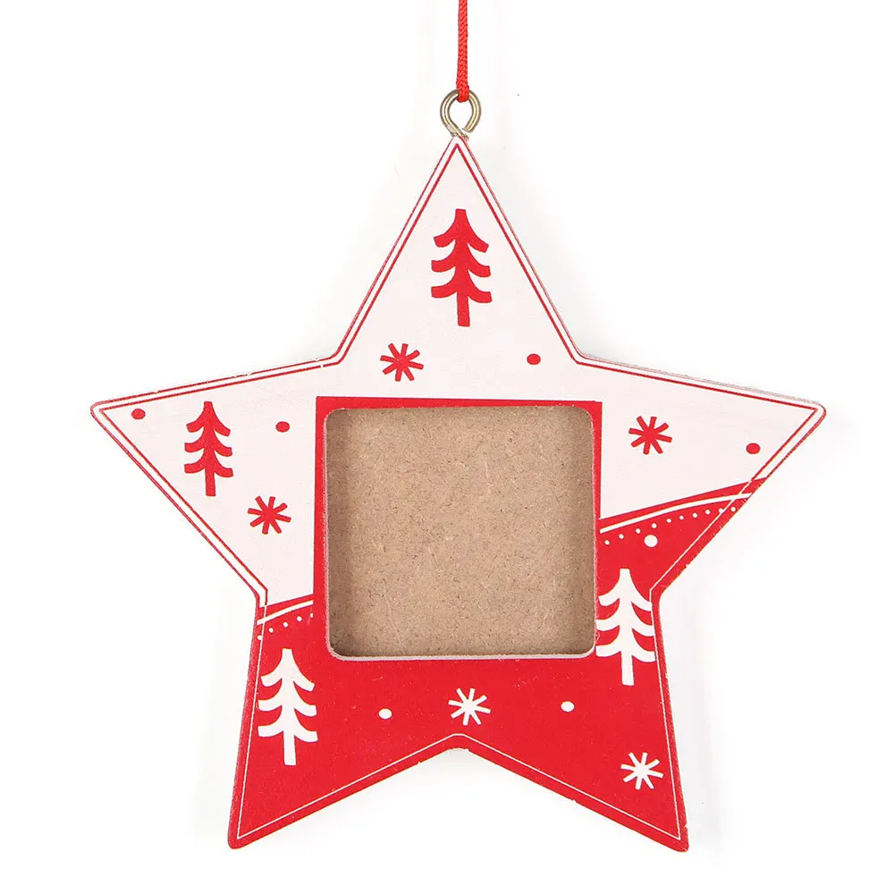 
Hot Selling Christmas decorations Wooden printed snowman Xmas picture hanging frame ornament 