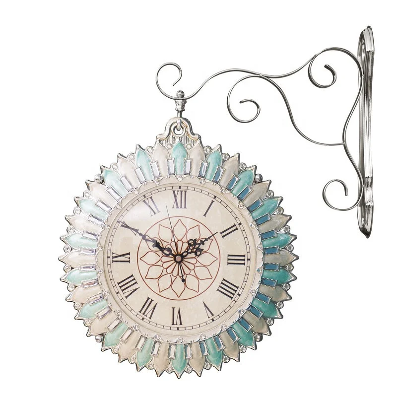 12 inch factory direct sales special home decoration metal wall clock Christmas gift craft fashion creativity two-sided clock