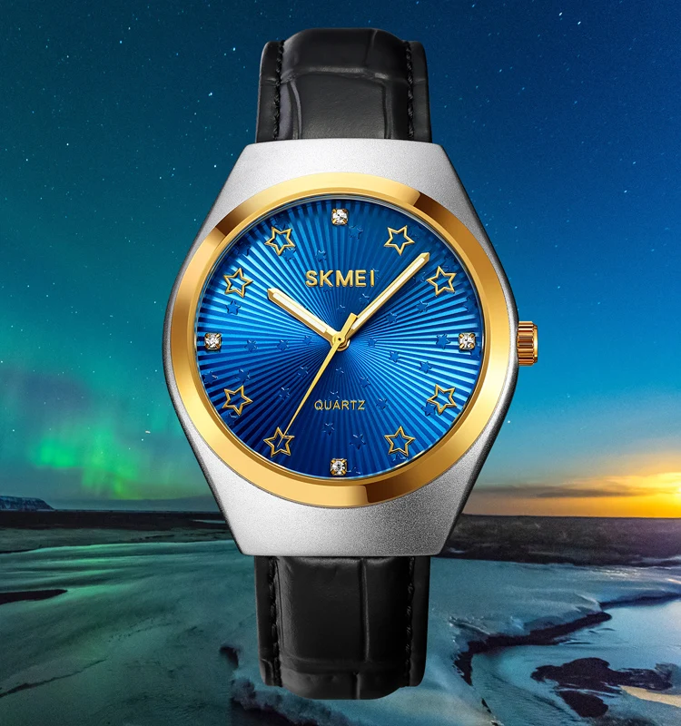 relojes hombre skmei 2058 luxury new design Blue stars 30m Waterproof belts leather watch for men