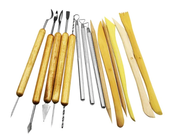 Creative wooden clay sculpture knife 14 pcs sets of DIY different styles sculpture pottery fettling knife Fine Arts tools