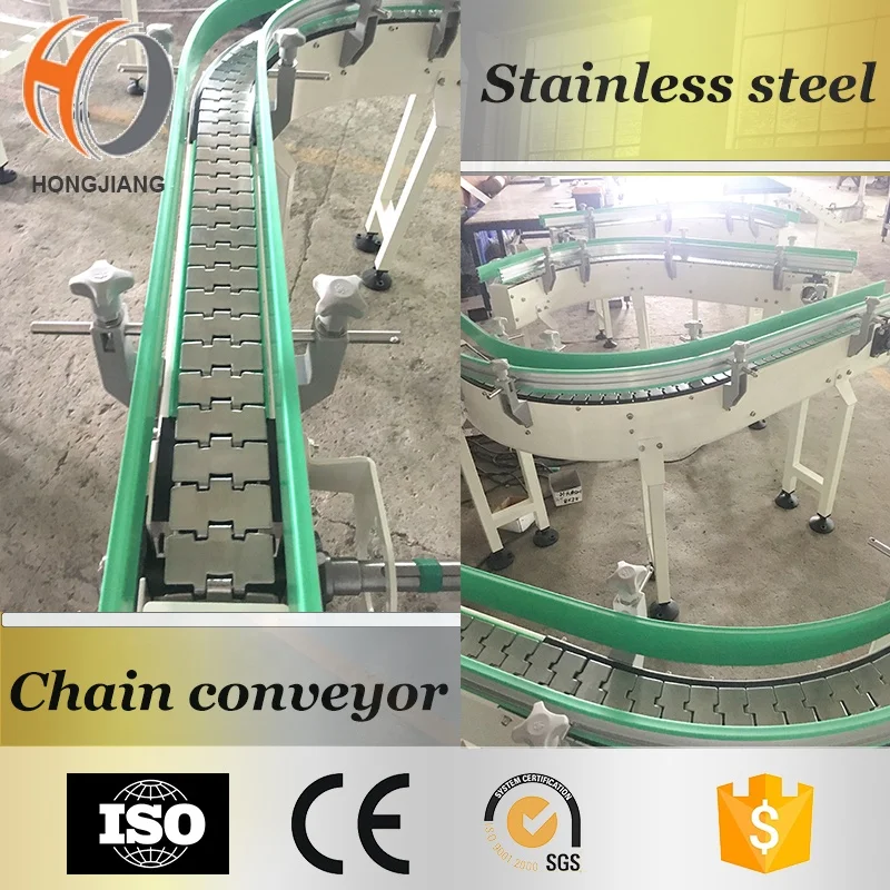 SS Chain Conveyor heavy duty table top Stainless steel 304 Chain Conveyor system for glass bottles