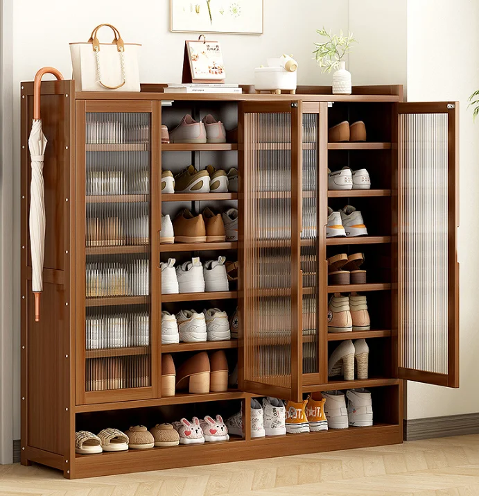 Fashion bamboo frame wooden board living room dining room furniture 30 pairs large volume shoes rack cabinets