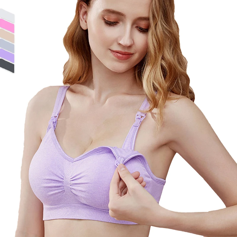 Nursing Bras Pregnant Women Wire Support Seamless Cotton Breast Padded Plus Size Maternity Bra Breastfeeding Baby Moms Feeding