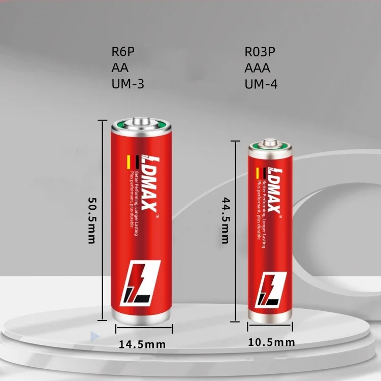 LDMAX CE 1.5V AAA AA Zinc Carbon Battery Dry Cell Metal Jacket UM3 R6P AA Primary Batteries for Remote Control Toys