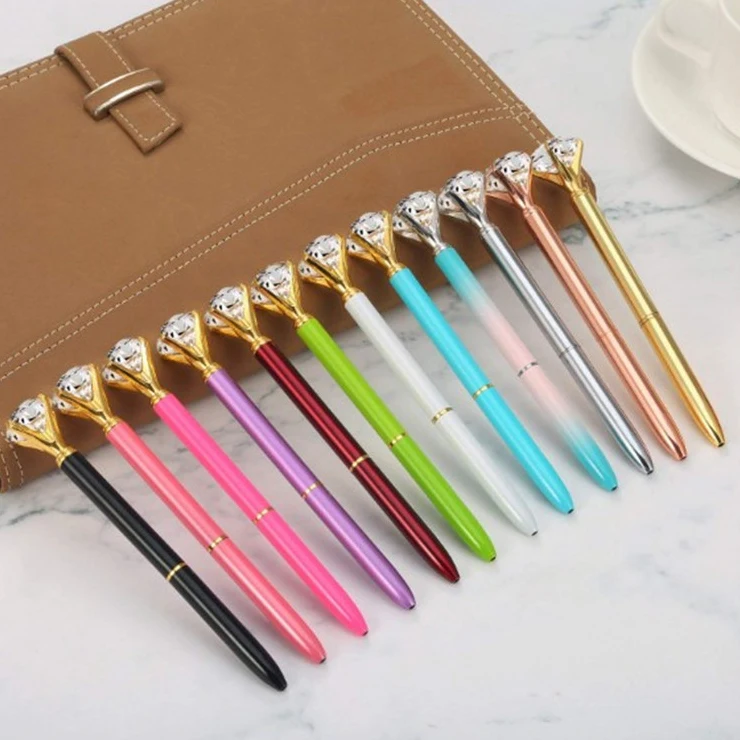 В наличии Персонализированная шариковая ручка с большим алмазным кристаллом для подарка