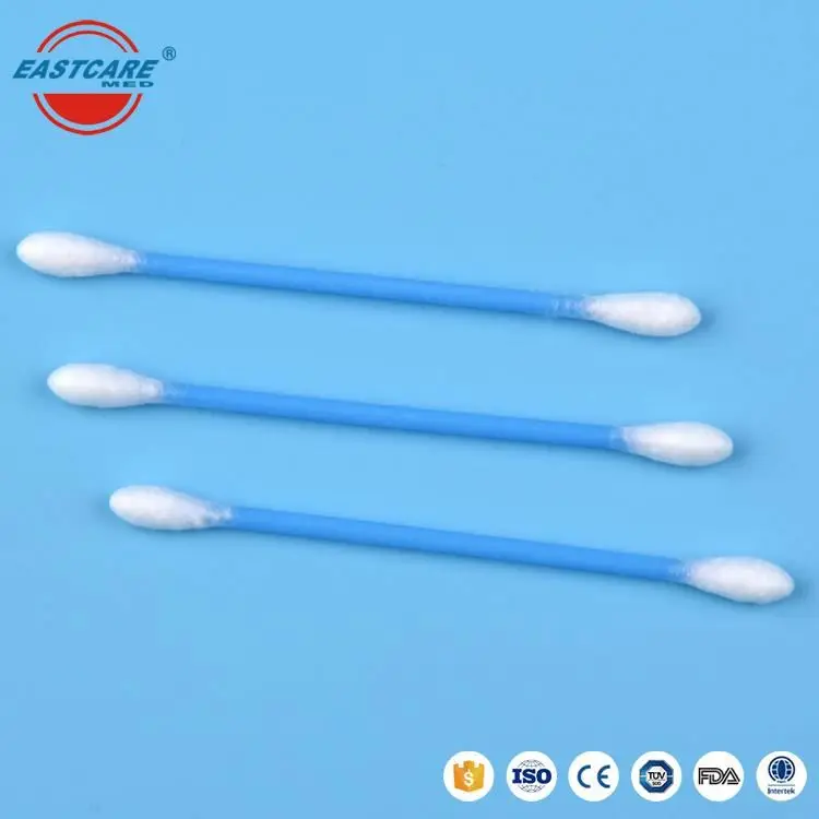 Cheap price high quality medical double round head cotton buds plastic stick premium pure sterile white cotton swab