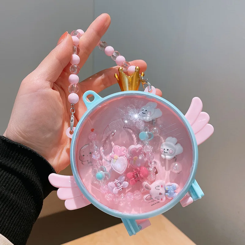 Beautiful mermaid jewelry set for baby girls Princess Elsa makeup necklace bracelet earrings ring set kids gift