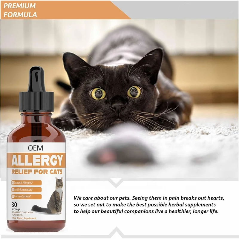 wholesale customization Seasonal Allergy Drops with natural antibiotic for Cats Health Allergy Relief liquid