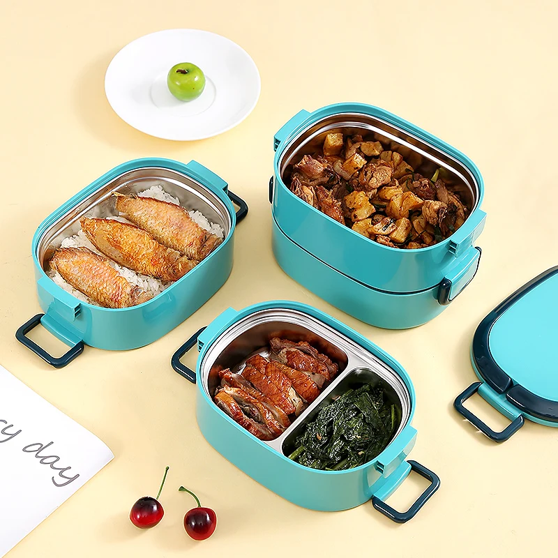 eco friendly kids lunch box microwaveable portable leakproof stainless steel compartments lunch box plastic food containers