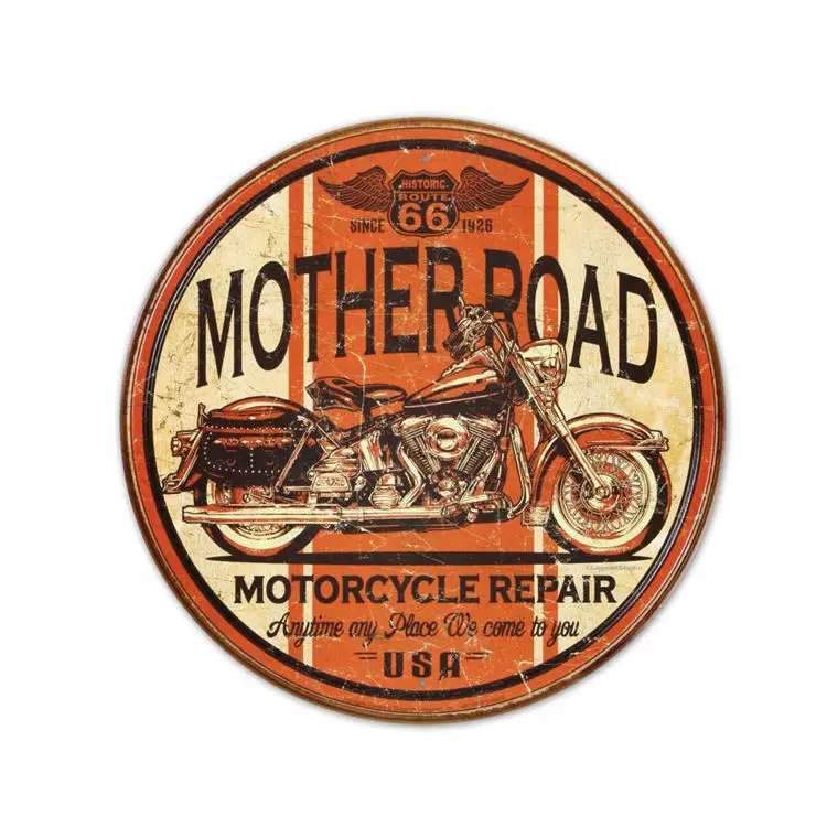 Wholese Custom Made New Design Vintage custom funny round vintage sign metal tin