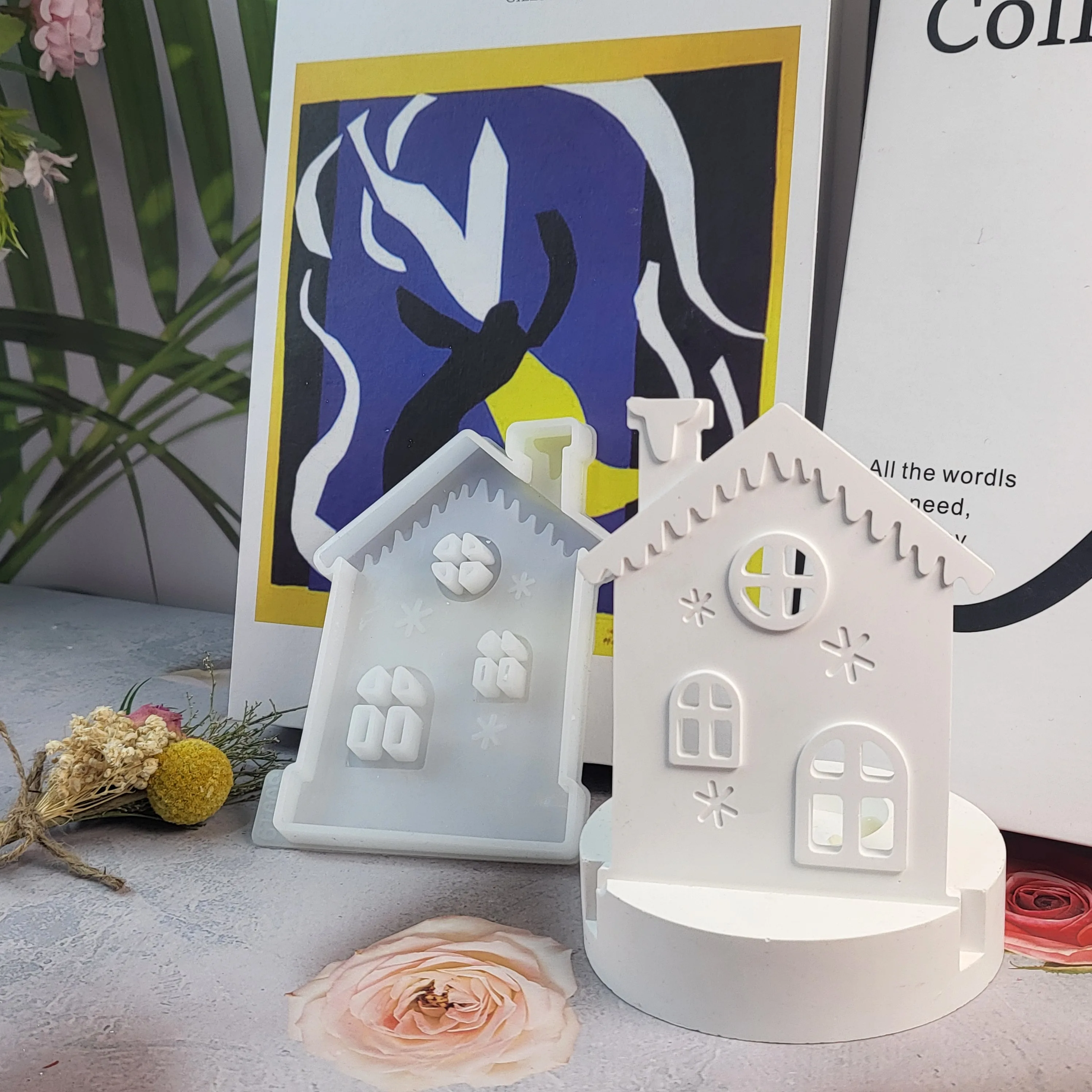 S0019 Silicone mold ornaments for house desk candle holder and plugin Heart House Mold Home Decor clean chic versatile use