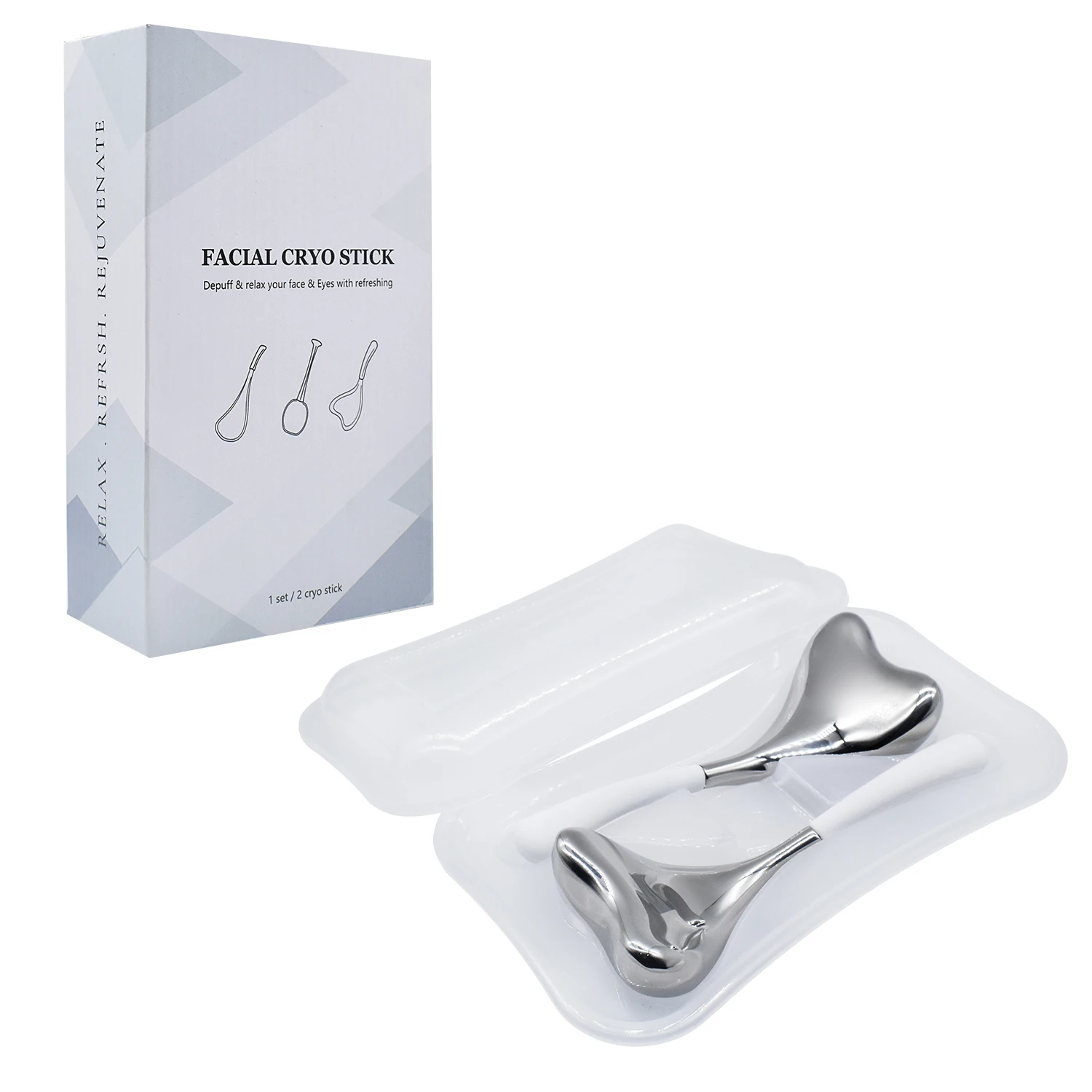 Metal Cryo Tools Freeze Therapy Custom Ice Globes Cooling Stainless Steel Facial Massager Ice Massage Spoon Face Cryo Sticks