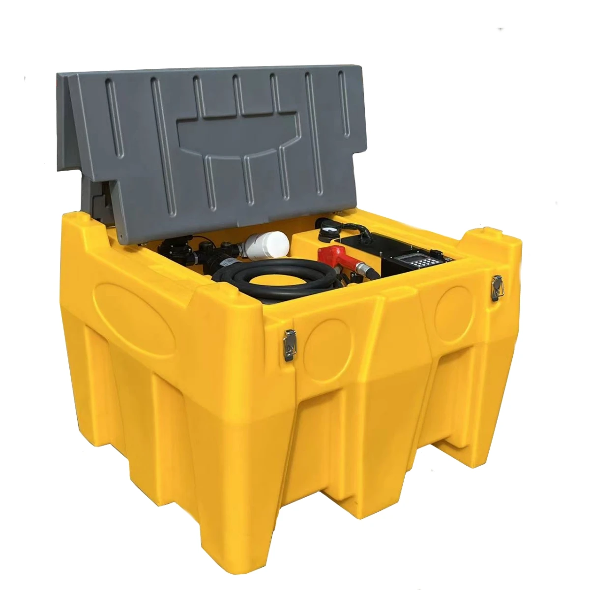Rechargeable fuel tank diesel gasoline AdBlue,  Fuel Storage with battery installed pump nozzle hose flow meter quantitative