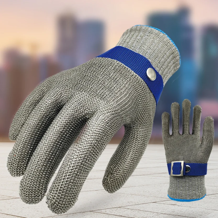 Food Grade Stainless Steel Chainmail Gloves Cut Resistant Kitchen gloves for Cleaning fish Meat Cutting Wood Carving