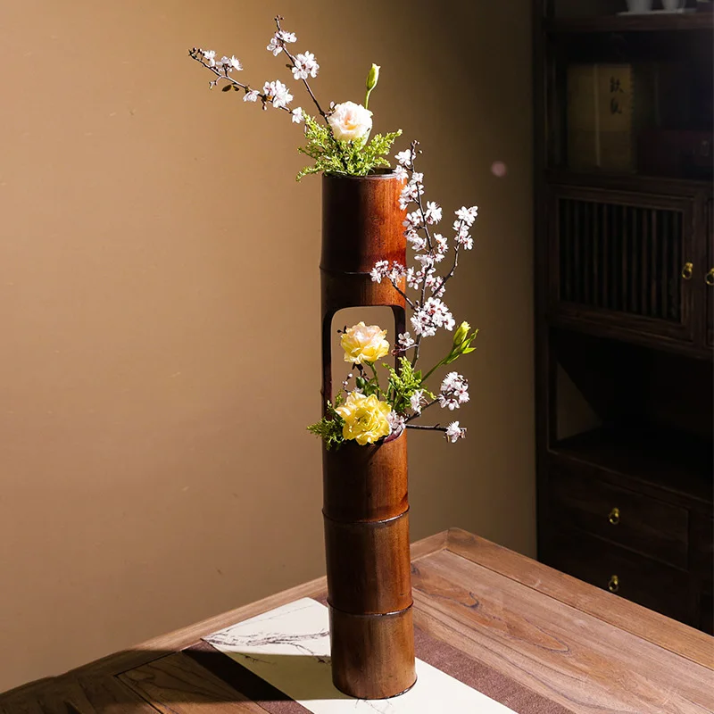 Flower Vase Wholesale High Quality Decorative Bamboo vase Wooden Flower Vase ikebana Flower Arrangement
