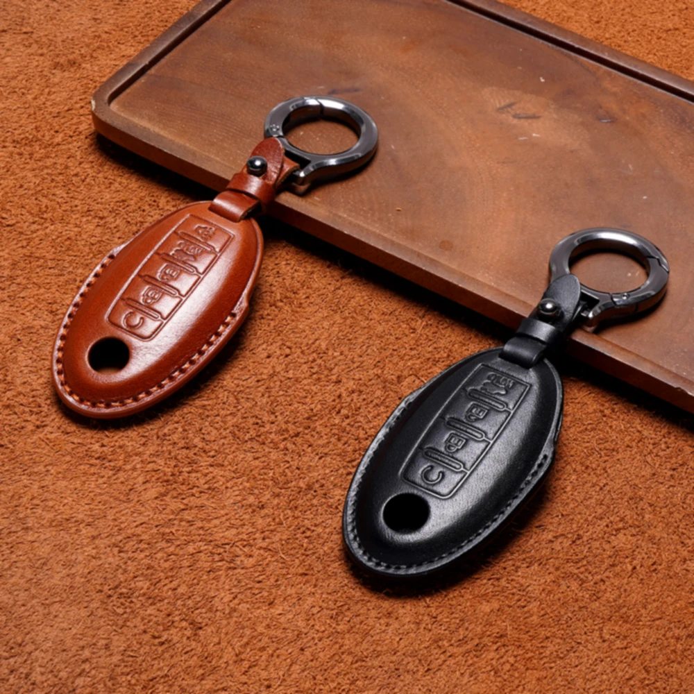 SweetPig OEM Genuine Cow Leather Material car Key cover For Nissan Tiida Sylphy Teana Qashqai Terra key case pouch accessory
