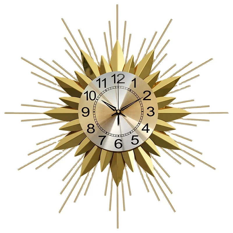 Wall Clock and watch iron art European Style Gold Metal Art For Home Decoration