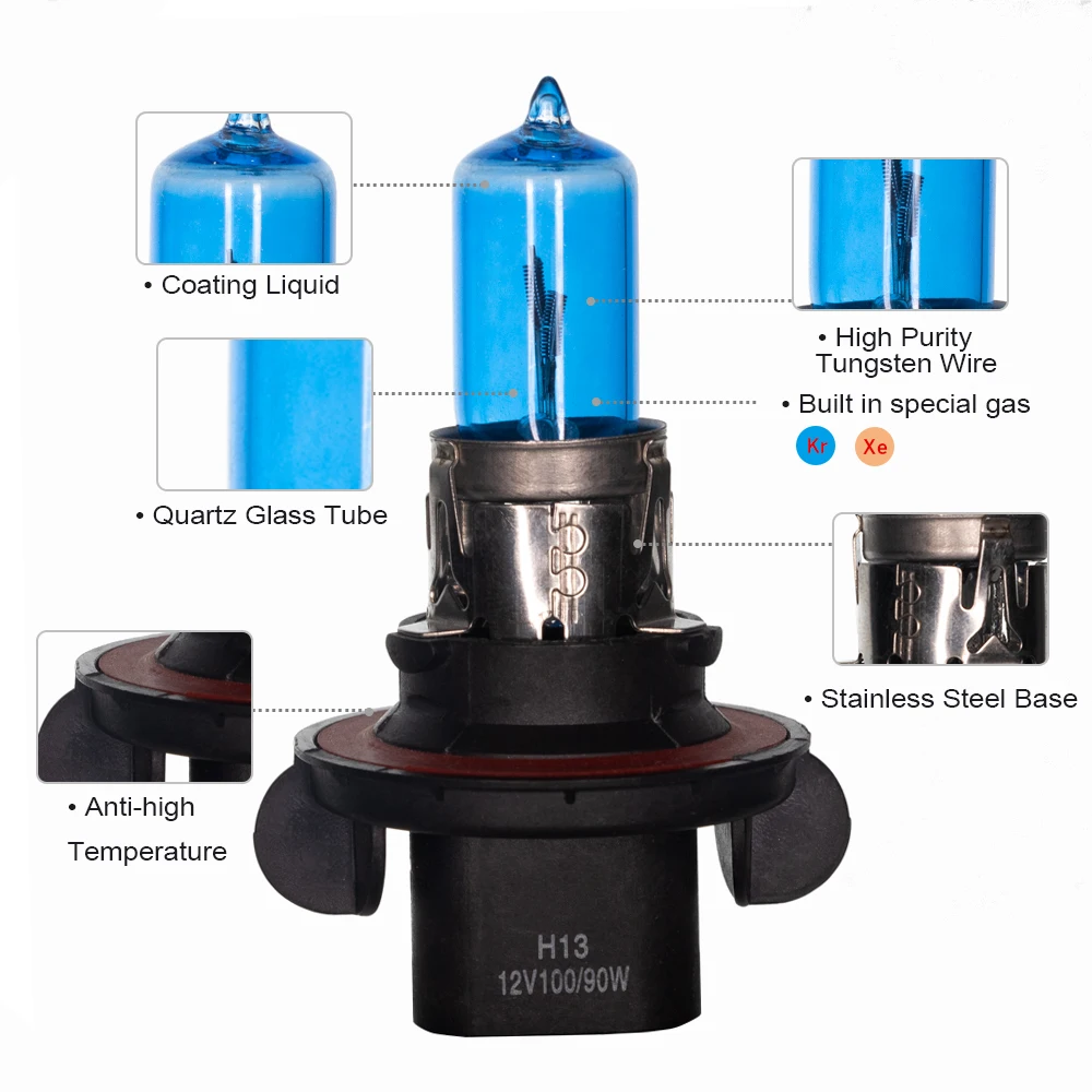 fresh goods H13 12V 60/55W super white blue halogen xenon car light bulb headlight