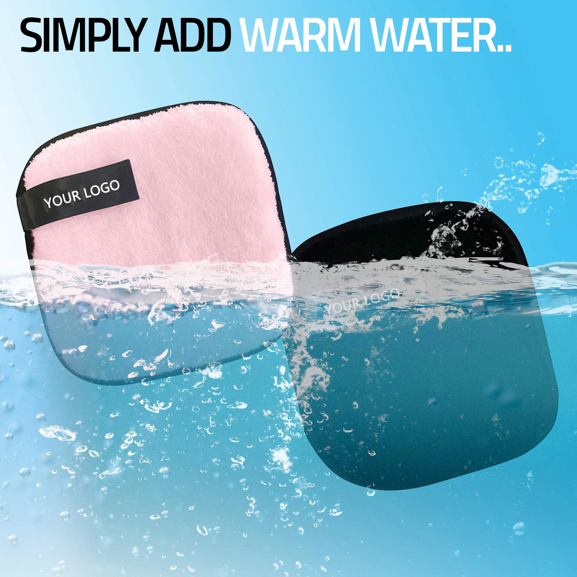 
Reusable Makeup Remover Pads | FREE Spa Terry Cotton Stretch Headband | Large Double-sided Square Shape Microfiber Clean Sponges 