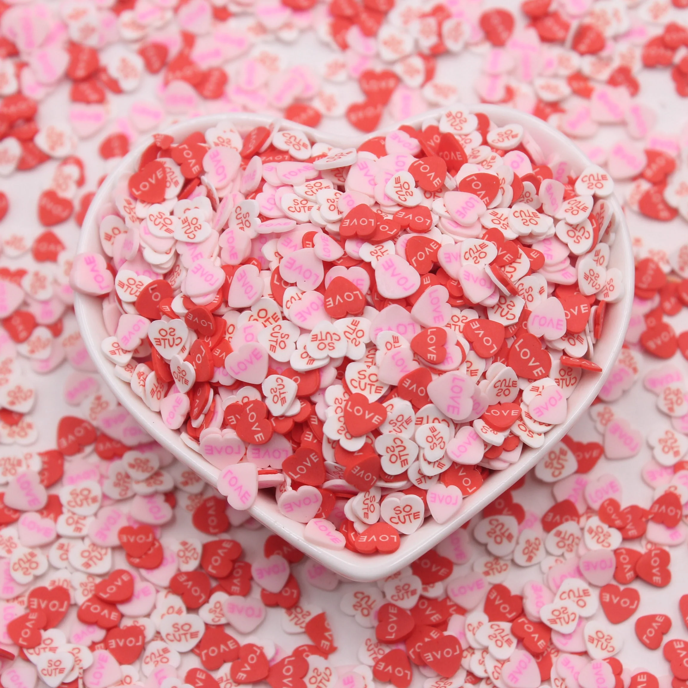 1KG 5mm Valentines Themed Hearts So Cute Polymer Clay Slice Sprinkles Slime Supplies Tumbler Shaker Filler