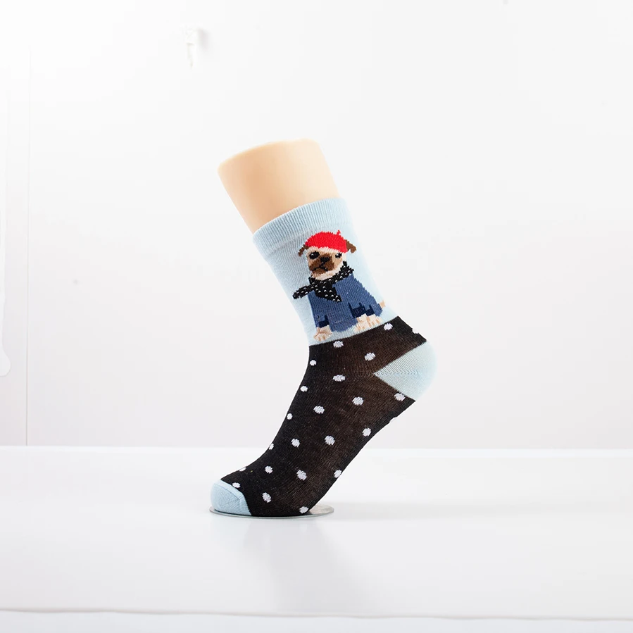 Lady wholesale jacquard dog and cat pattern woman cotton women socks