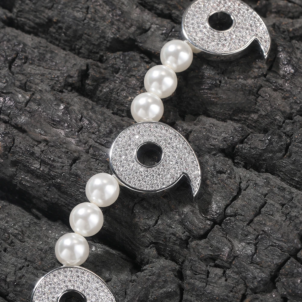 Fashion vintage pearl necklace light luxury number 6 aaaaa cz chain choker design sense pearl necklace for women jewelry