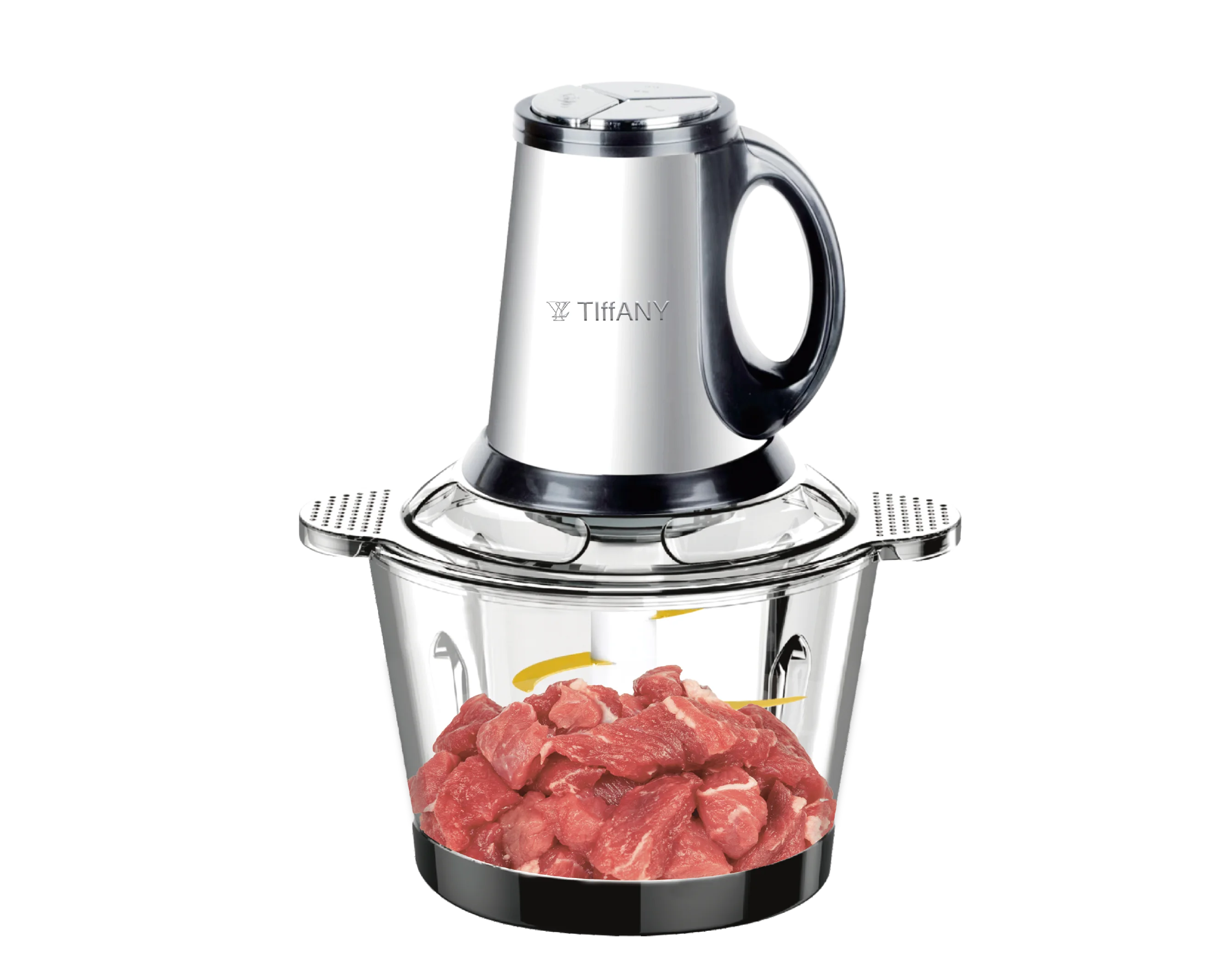 Электрическая Мясорубка 3 л из нержавеющей стали бытовая мясорубка с золотым ножом стеклянная чаша