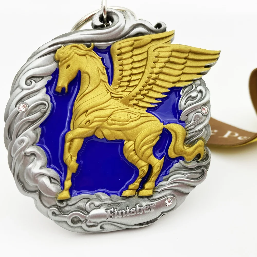2021 Running Race Personised 3D Metal Horse Marathon Medal with Mirror