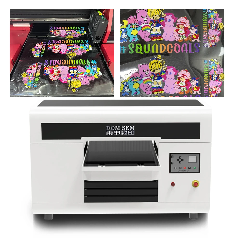 DOMSEM High Speed UV Printing Machine With Print Heads For Glass Cylinder Bottle Mug Phone Case Flatbed Uv inkjet Printer