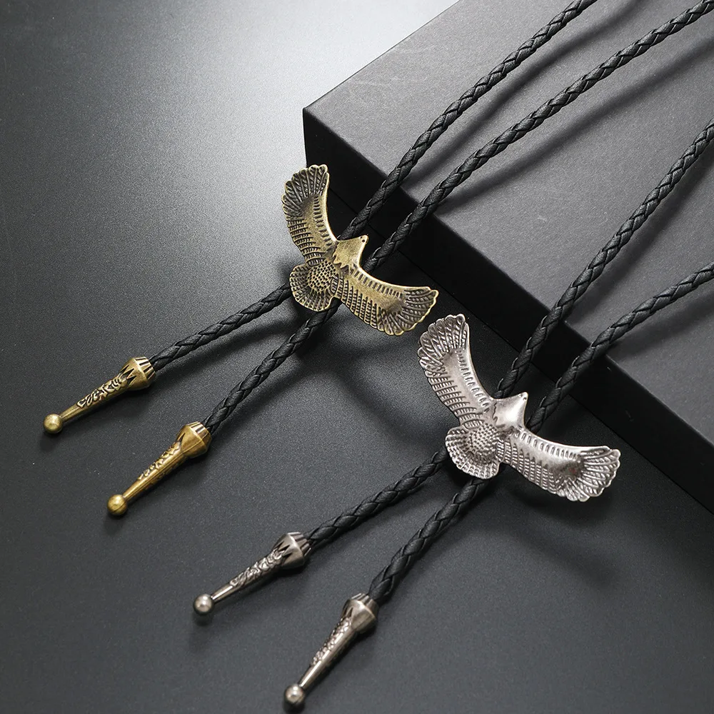 Vintage Style Bolo Tie for Men Western Cowboy Black Leather  Tie Necktie Necklace Handmade Bolo Tie