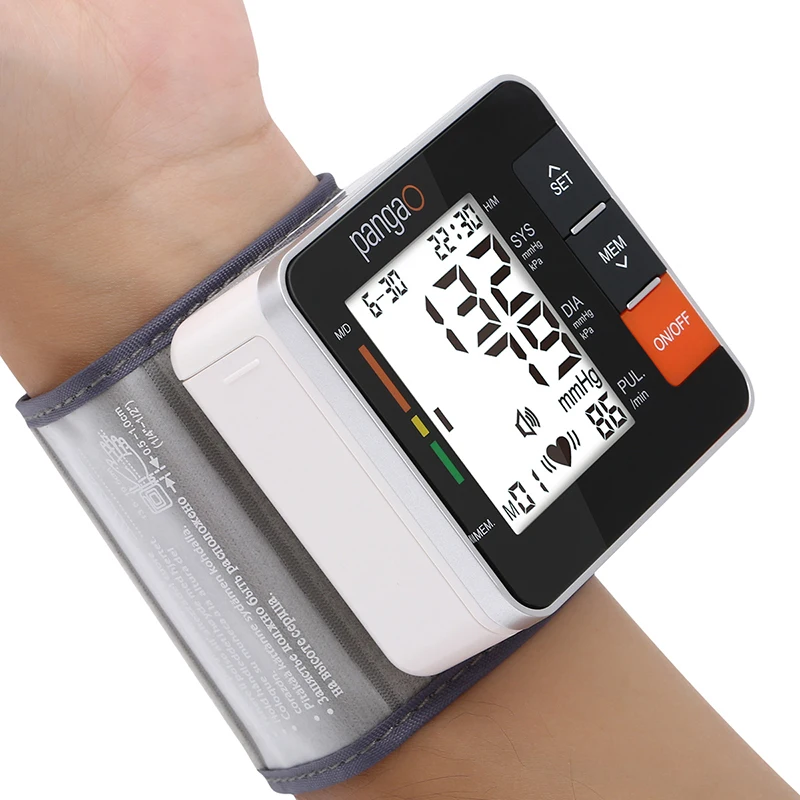 Pangao digital electronic automatic portable talking voice wristbp machine digital blood pressure monitor for home use