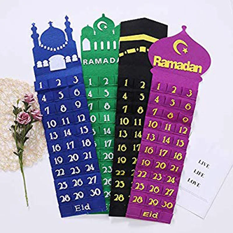 
Islamic Holiday 30 Days Mosque Eid Mubarak Felt Ramadan Decoration Advent Calendar 