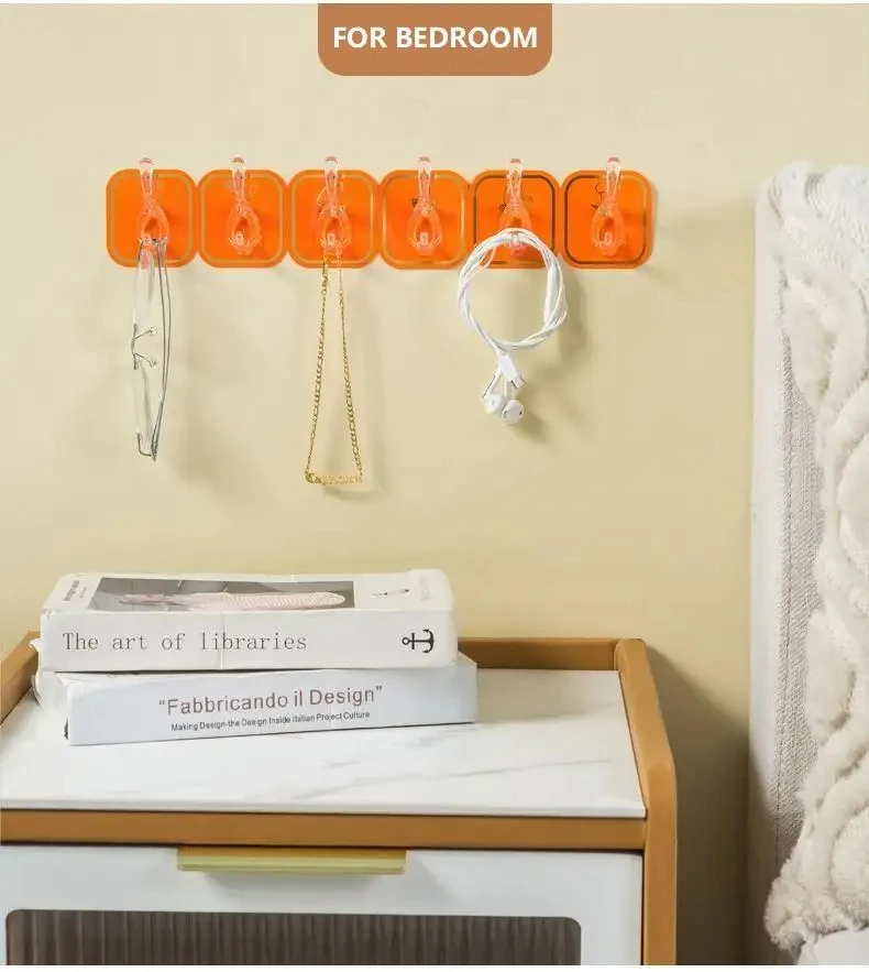 Kitchen Utensils Organizer Hanger Wall Mounted Hanging Hook Acrylic Self-Adhesive Hook Punch-free Storage Hook